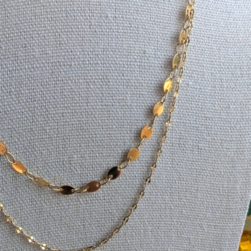 Lulu's Gold Tone Double Strand Necklace 16-18" - Picture 4 of 7